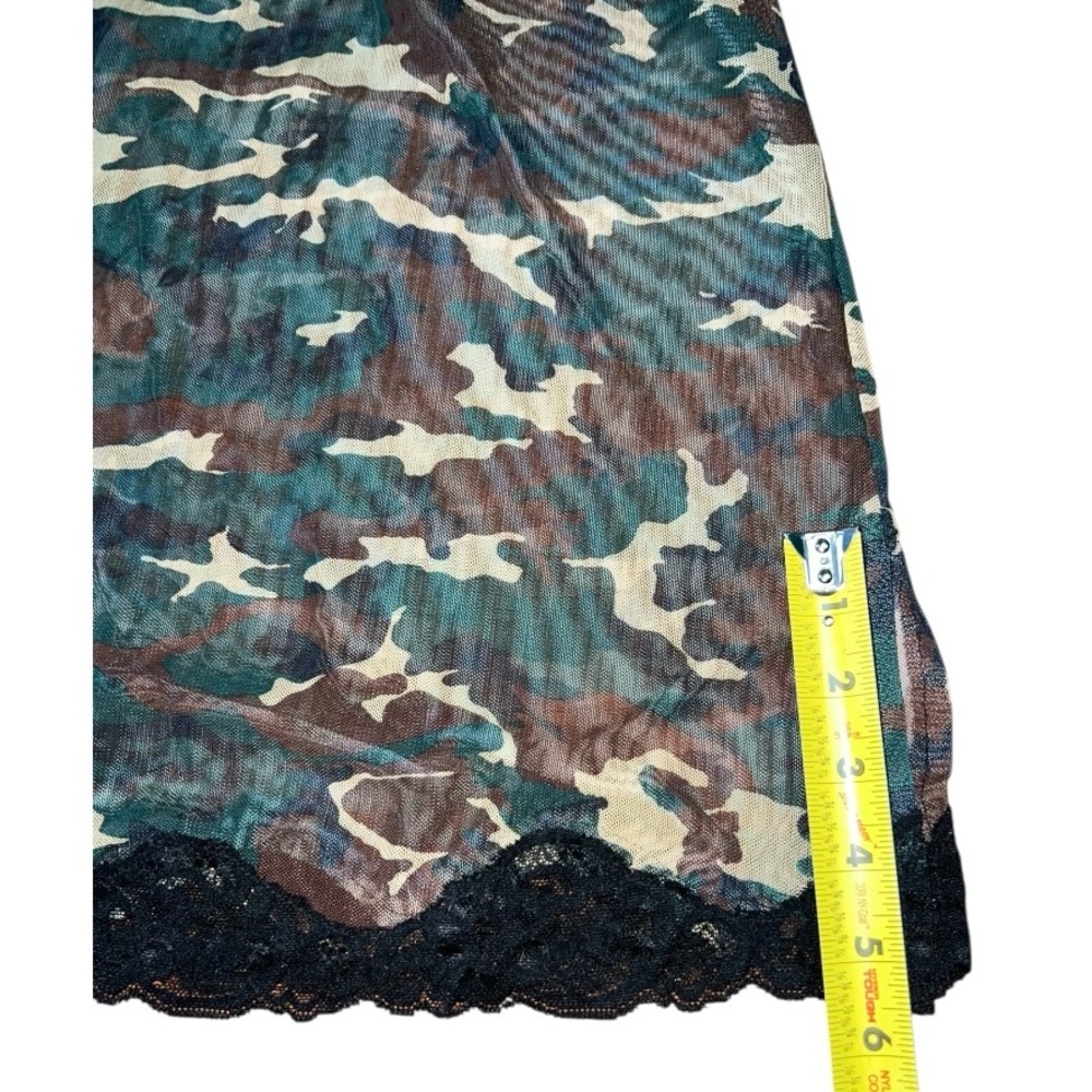 Vintage Hot Topic 90’s Y2K Sheer Camouflage Lace Trim Slip Dress / Chemise - Picture 6 of 7